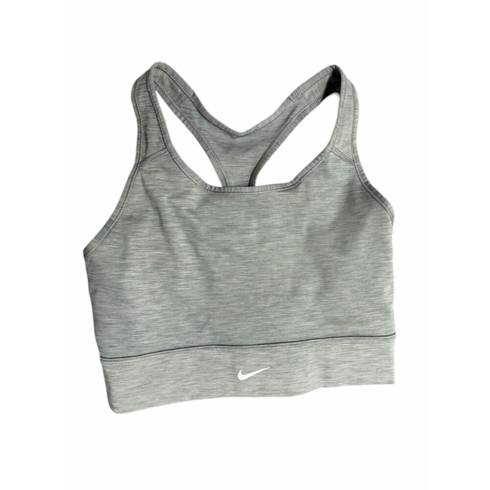 Nike Light Gray Racerback Sports Bra with White Swoosh